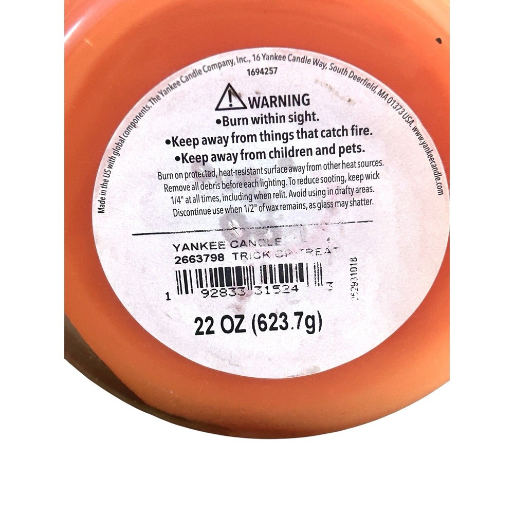 Yankee Candle Trick Or Treat Halloween Candy Corn Large 22 Oz Jar Candle New - Picture 7 of 7